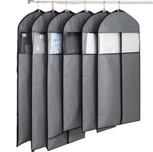 Custom Skirt Suit Dustproof Non-Woven Garment Bag with Pockets Ribbon Handle Zipper Closure <b>Wardrobe</b> Hanging Storage - Product Image 1