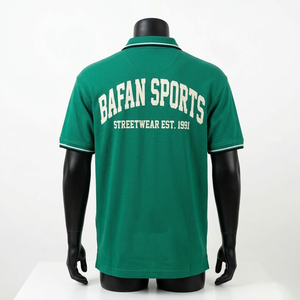 Camiseta polo premium de algodón 200 GSM para hombre, verde, transpirable, suave, con logo impreso, camisetas polo para hombre - Product Image 2