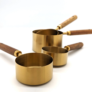 Juego de Cucharas Medidoras de Latón Dorado con Cuchara Medidora de 1 Cucharadita de Latón Dorado con Mango de Resina Verde - Product Image 3