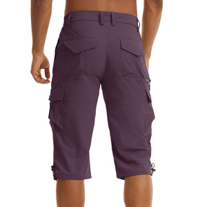 Pantalon Capri 100% Coton pour Homme, Style Urbain, Cargo, Respirant, Séchage Rapide, Taille Élastique avec Multiples Poches - Product Image 1