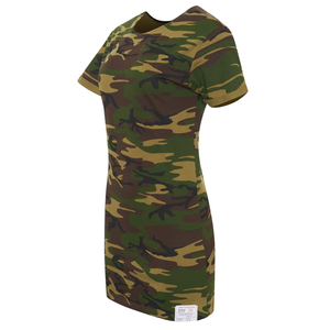 เสื้อยืดแขนสั้นลำลองลายพรางสำหรับผู้หญิง ผ้าฝ้ายแคนวาส ระบายอากาศดี แฟชั่นฤดูร้อน ความยาวระดับเข่า ปรับแต่งได้ คอกลม - Product Image 3