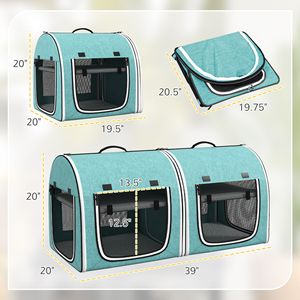 Trasportino Morbido a 2 Lati per Gatti con Divisorio e Borsa Portaoggetti (Verde) - Poliestere e PC - Product Image 3