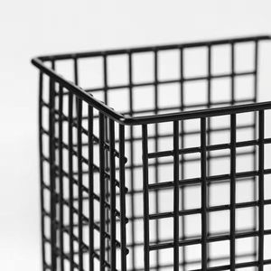 Cesta de Almacenamiento de Alambre Rectangular Negra, Estilo Industrial, Apilable, Organizador de Gabinete para Artículos Diversos, Tipo Vertical, de Una Sola Capa - Product Image 3