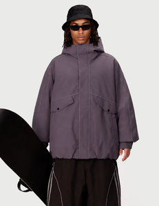 Veste de ski imperméable pour homme, couleur violet poussiéreux, à capuche, réfléchissante, en nylon thermique, pour snowboard, vêtements de ski d'extérieur - Product Image 2