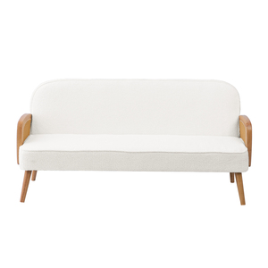 Canapé moderne une place en teck massif de haute qualité avec rembourrage en mousse et rotin tressé pour appartement et villa - Product Image 2