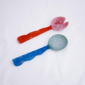 Elegant Eco-Friendly Handmade Resin Salad <b>Server</b> Set with Fork and Spoon Dishwasher Safe Modern Kitchen Use - Product Image 2