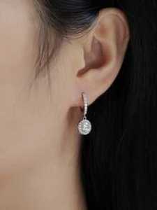 Round Cut Dangle Drop <b>Earrings</b> for Women New Fashion Luxury Crystal Moissanite 925 Sterling Silver Halo Diamond <b>Earrings</b> - Product Image 3