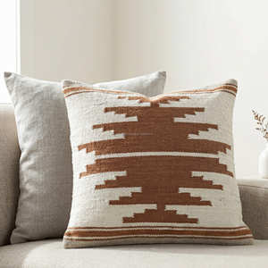 <b>Terracotta</b> Tribal Kilim Accent Pillow Cover for Bohemian Mediterranean & Rustic Home Decor - Product Image 1