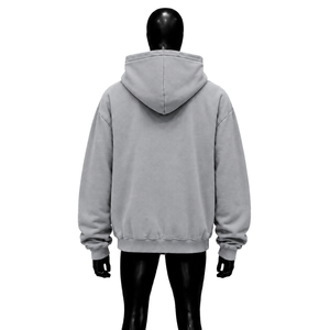 Sweat-shirt à capuche gris oversize avec fermeture éclair, imprimé graphique Wake Up, streetwear pour homme, fermeture éclair intégrale, mode urbaine décontractée, coupe hiver - Product Image 2