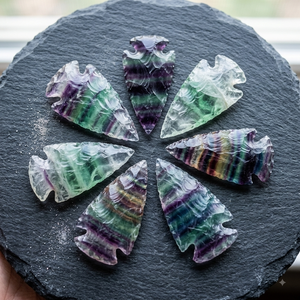 Pointes de flèche en pierre naturelle, cristal de fluorite arc-en-ciel, pointes de flèche de jaspe fantaisie, pierres précieuses, vente en gros de cristaux - Product Image 6