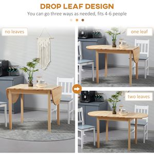 Tavolo da Pranzo Pieghevole Compatto da 56 Pollici con Piano Ribaltabile, Set da Cucina per Piccoli Spazi, Ovale in Legno di Noce con Marmo, Arredamento per Sala da Pranzo - Product Image 5