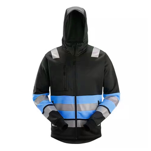 Veste réfléchissante unisexe haute visibilité noire et violette, vêtements de travail de sécurité avec capuche - Product Image 3