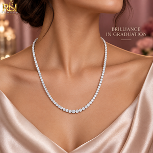 สร้อยคอเทนนิสเพชรทรงกลมเจียระไนแบบบริลเลียนท์ เพชรรับรองคุณภาพจาก Riviere Collar Lab Grown |   ทองคำแท้ 9K 14K 18K เครื่องประดับชั้นดี สร้อยคอแบบ Eternity - Product Image 2