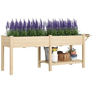 Bac de jardin surélevé en bois naturel, sac de plantation pour cultiver légumes, fruits et fleurs - Product Image 5