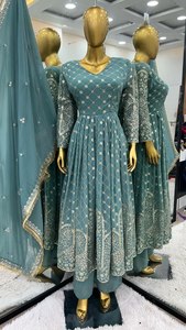 Recién lanzado nuevo estilo pakistaní Georgette Kurtis dibujado a mano impreso Salwar Kameez para adultos - Product Image 2