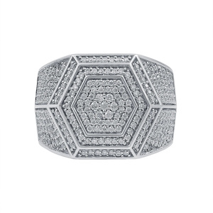 Cut Engagement Wedding <b>Ring</b> for <b>Man</b> Woman 925 Sterling <b>Silver</b> Unisex Gift <b>Ring</b> Hip Hop Style Rhodium Plated Party Cluster <b>Rings</b> - Product Image 1