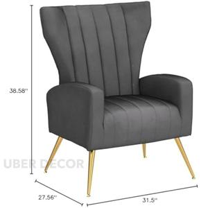 Miyana Stylish Modern Velvet Accent <b>Chair</b> with Metal Legs 1000g kg for Living Room <b>Bedroom</b> or Office - Product Image 1