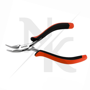 High Quality Lightweight Reusable Stainless Steel Ergo Bent Chain Nose Pliers 115mm Jewelry Making Tools Beading <b>Wire</b> Wrapping - Product Image 6