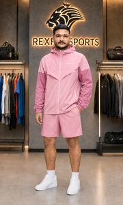 REXFIT SPORTS 2026 Custom <b>Men</b>’s Nylon Windbreaker <b>Jacket</b> and Shorts Set <b>Lightweight</b> Hooded Tracksuit for Gym Running Outdoor - Product Image 2