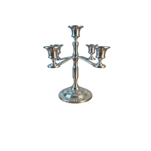 Vintage 5-Arm Silver Finish <b>Candelabra</b> Candle Holder Stand Stylish Home Decorative Metal Candelabrum Centerpiece For Weddings - Product Image 1
