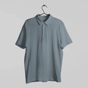 เสื้อเชิ้ตแขนสั้นผู้ชาย สีพื้น ทรงปกติ ผ้าเจอร์ซีย์ สไตล์ลำลอง ย้อมสีเรียบ คอสูง ผ้าฝ้าย 100% ระบายอากาศได้ดี - Product Image 1