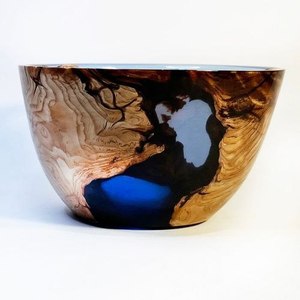 Resin Wood Bowl <b>Epoxy</b> Handmade Decorative Fruit Bowl Eco-friendly Party Home Decor Glossy Finish <b>Table</b> Centerpiece - Product Image 3