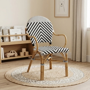 Nouvelle Chaise de Salle à Manger Bistro Moderne Minimaliste, Fauteuil en Rotin Noir et Blanc, Sièges pour Café Français, Restaurant, Mobilier d'Extérieur pour Patio - Product Image 2