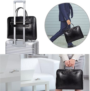 Maletín de Cuero Genuino al por Mayor para Hombre y Mujer, Negro, Gran Capacidad, Resistente, para Portátil, Bolso de Diseño, Logotipo Personalizado OEM 2026 - Product Image 4