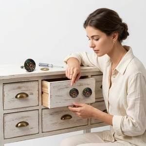 Industrial Design Stone <b>Glass</b> Metal Beaded Furniture Handles and <b>Knobs</b> for Cabinets Dressers Drawers Wardrobes Kitchens - Product Image 6