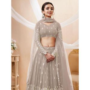 Fascinante gris lentejuelas Georgette recepción desgaste Lehenga Choli - Product Image 5