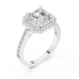 แหวนหมั้นผู้หญิงสุดหรูทำมือระดับพรีเมียม ทองคำขาว 14k เพชรทรง Asscher คุณภาพเยี่ยม เพชรเลี้ยงในห้องปฏิบัติการ และวงแหวนประดับเพชร - Product Image 6