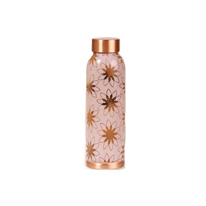 Pure <b>Copper</b> Water <b>Bottle</b> With Middle Hammered Shine Finish For <b>Drinking</b> Perfect Stylish Office Gym Outdoor Carrying <b>Bottles</b> - Product Image 6
