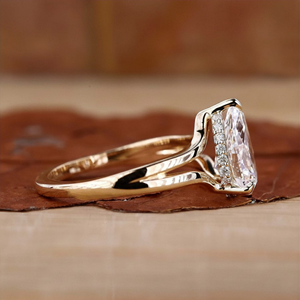 Pear Cut Solitaire Engagement <b>Ring</b> Gold Plated <b>Split</b> Shank Diamond IGI/ Certification Elegant Minimalist Luxury Style for - Product Image 3