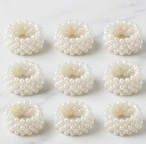 Ronds de serviette en plastique blanc nacré pour la décoration de table, pour mariage et dîner à la maison - Product Image 3
