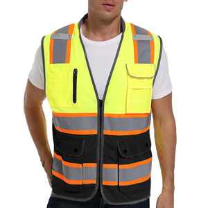 Construction Safety Reflective Tape <b>Worker</b> Vest Workwear Waterproof High Visibility Winter Security Zipper Vest <b>Jacket</b> - Product Image 1