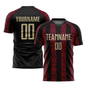 Uniforme de Fútbol Personalizado Sublimado en Negro, Dorado y Rojo Vegas, Jersey de Calidad Profesional, Equipación de Fútbol Transpirable - Product Image 1