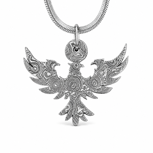 Collar con Colgante de Acero de Damasco con Patrón Repujado Hecho a Mano, Diseño Exquisito, Lujoso y Moderno, Regalo Promocional para el Día de San Valentín - Product Image 5