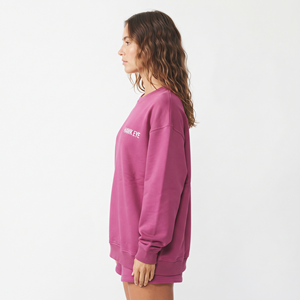 Sudadera Personalizada Bordada para Mujer, Color Rosa Sólido, Cuello Redondo, Hombros Caídos, Manga Larga - Product Image 3