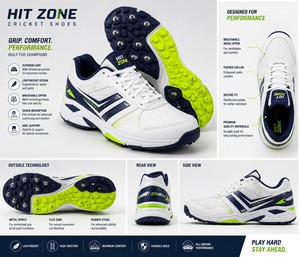 รองเท้ากีฬาคริกเก็ต HIT ZONE สำหรับฝึกซ้อม น้ำหนักเบา คุณภาพพรีเมียม โครงสร้างเย็บสองชั้น คุณภาพเยี่ยม - Product Image 1