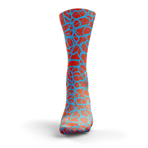 Chaussettes de qualité supérieure, motif géométrique rouge et bleu, tricotées en spandex et polyester, respirantes, décontractées, été, adultes - Product Image 6