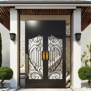 Portes d'entrée en fer forgé de qualité supérieure avec design extérieur en acier robuste pour maisons élégantes, au design raffiné. - Product Image 1