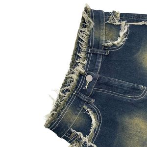 กางเกงยีนส์ขาสั้นเอวต่ำสีดำเข้มคุณภาพพรีเมียม แต่งขอบขาดรุ่ย ผ้ามีความยืดหยุ่นสูง สำหรับผู้หญิง - Product Image 6