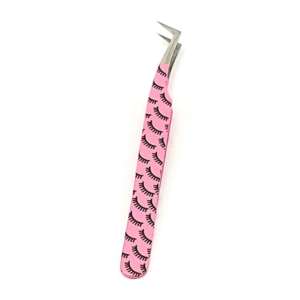 Private Label Pink Stainless Steel Eyelash Tweezers Paper Coated Custom Printed Pattern Russian Volume Lash <b>Tools</b> - Product Image 1