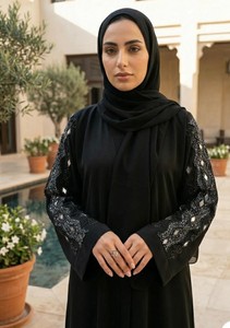 Ropa Islámica Premium, Abaya Larga Transpirable de Crepé Jazz, Conjunto de Túnica Maxi para Mujer, Bordado con Piedras/Cuentas para Oración - Product Image 4
