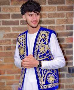 Gilet afghan fait main pour hommes, vêtements traditionnels brodés classiques, vente en gros. - Product Image 5