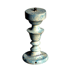 Dual Tone Small Wooden <b>Lamp</b> <b>Base</b> With Carved Design for Office Bed Room Hotel <b>Table</b> Top - Product Image 1