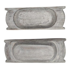 Euro 100% Natural Handcrafted <b>Large</b> <b>Candle</b> Container Mango Wood Grey Antique Rectangular Trencher High Modern Party Customized - Product Image 2