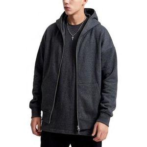 Sudadera con capucha de forro polar con cremallera extragrande para hombre – Sudadera informal cálida y gruesa para invierno - Product Image 5