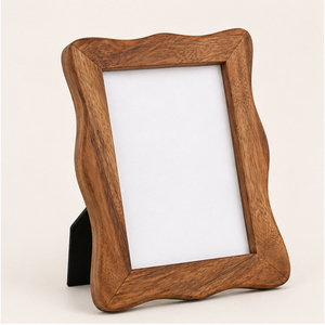 Handcrafted Wiggle <b>Wood</b> Photo <b>Frame</b> Natural Walnut Finish Wavy Edge Tabletop <b>Picture</b> <b>Frame</b> for Modern Home Decor Best Price - Product Image 5