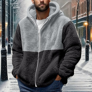 Custom 380Gsm <b>Sherpa</b> <b>Hoodie</b> Fleece Full Zip Plush Thermal Winter Warm Polyester Cotton Long Sleeve <b>Men's</b> <b>Sherpa</b> <b>Hoodie</b> - Product Image 3
